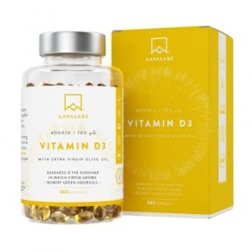 Vitamine D3 4000 UI - Vitamine D avec Huile d’Olive Extra Vierge pour Absorption Optimale - Vitamines sans OGM, sans Gluten e