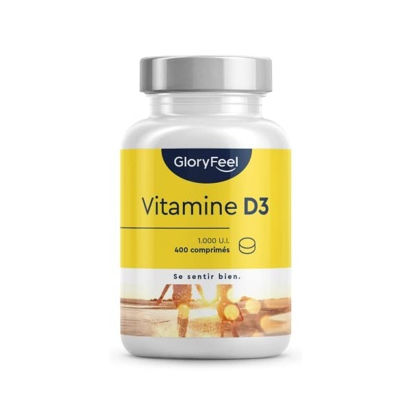 Vitamine D3 400 Comprimés 13 mois Hautement Dosée, Vitamin D3 pour le Système Immunitaire, Vitamin D 1000 UI 25 mcg par C