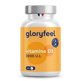 Vitamine D3 2000 UI par Comprimé 50 mcg , 400 Comprimés Pour Plus dun An , Vit D Forte Dose, Cholécalciférol, Pour les Os,