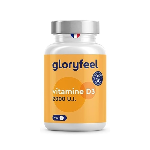 Vitamine D3 2000 UI par Comprimé 50 mcg , 400 Comprimés Pour Plus dun An , Vit D Forte Dose, Cholécalciférol, Pour les Os,