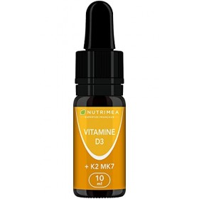 VITAMINE D3 - Avec K2 MK7 - Vitamines dOrigine Végétale & Huile d’Olive BIO - Renforce lImmunité, Santé des Dents, Os, Musc