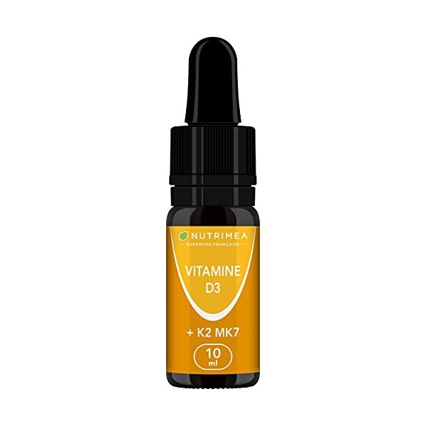 VITAMINE D3 - Avec K2 MK7 - Vitamines dOrigine Végétale & Huile d’Olive BIO - Renforce lImmunité, Santé des Dents, Os, Musc