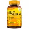 Vitamine D 1000 UI - 365 Capsules Molles - Pour 1 Annéee Entière - Maintien dun Système Immunitaire Sain, des Muscles, des o