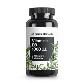 Vitamine D3 1000 U.I. – 365 comprimés en provision annuelle – pour les os et le système immunitaire – Vitamine D – hautement 