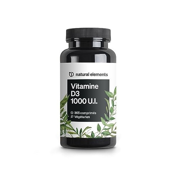 Vitamine D3 1000 U.I. – 365 comprimés en provision annuelle – pour les os et le système immunitaire – Vitamine D – hautement 