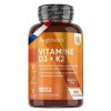 Vitamine D3 K2 MK7 Extra Fort - 180 Comprimés - 2000 UI de Vitamine D3 + 75 mcg de Vitamine K2 - La Vitamine D Contribue au