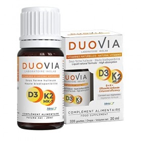 Vitamines D3 en Gouttes + K2 MK7 All-trans dOrigine Naturelle + Huile Olive Bio - 3 Gouttes 1600 UI Vitamine D + 50µg Vita