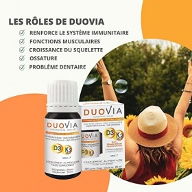 Vitamines D3 en Gouttes + K2 MK7 All-trans dOrigine Naturelle + Huile Olive Bio - 3 Gouttes 1600 UI Vitamine D + 50µg Vita