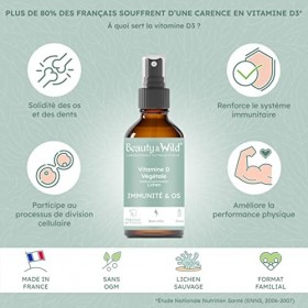 Beauty & Wild VITAMINE D3 VÉGÉTALE | 2 spray - 2000UI | Immunité & Santé des Os et des Dents | VITAMINE D3 VÉGAN | Enfants & 
