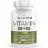 Bandini® Vitamine D3 K2 MK7 Extra Fort - 365 comprimés 12 mois - 2000 UI Vitamina D3 + 200 mcg Vitamina K2 - La Vitamine 