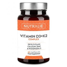 Vitamine D3 + K2 MK7 - Système Immunitaire, Os et Muscles - Vitamine D BIO-disponible Haut Dosage avec Vitamine K2, Silicium,