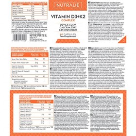 Vitamine D3 + K2 MK7 - Système Immunitaire, Os et Muscles - Vitamine D BIO-disponible Haut Dosage avec Vitamine K2, Silicium,