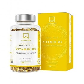 Vitamine D3 2000 UI - Vitamine D avec Huile d’Olive Extra Vierge pour Absorption Optimale - Vitamines sans OGM, sans Gluten e