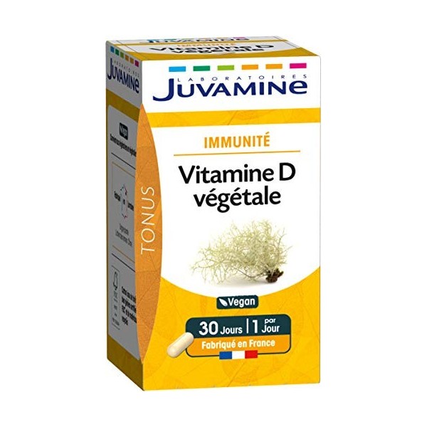 JUVAMINE - Vitamine D Végétale - Immunité & Capital Osseux - Vitamine D3 issue du Lichen des Rennes - 30 Gélules