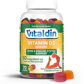 VITALDIN Vitamine D3 gummies – 2.000 IU par dose – 70 Gommes pour 1 mois . saveur de Fruits – Vitamine D pour Système Immuni