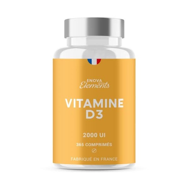 VITAMINE D3 2000 IU - 1 an d’Approvisionnement 365 Comprimés - Immunité, Articulations, Os - Fabriqué en France