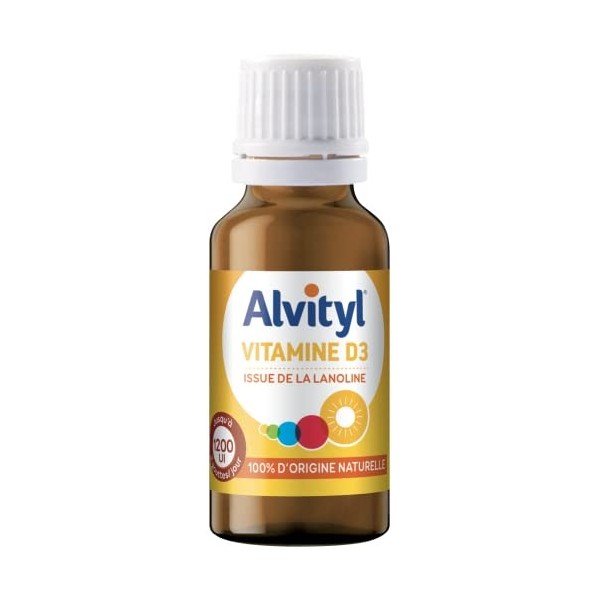 Alvityl Vitamine D3 - Gouttes - 100% dorigine naturelle - Dès 3 ans - 20 ml