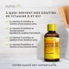 Gouttes de Vitamines D3 K2 Haute Résistance 60 ml - Vitamines D 1000 UI et K2 20 ug pour 2 gouttes - Soutient le système immu