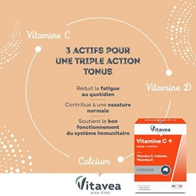 Vitavea - Vitamine C, Vitamine D, Calcium - Complément Alimentaire Tonus, Vitalité - Boost des Défenses Immunitaires - Mainti