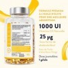 Vitamine D3 1000 UI - Vitamine D avec Huile d’Olive Extra Vierge pour Absorption Optimale - Vitamines sans OGM, sans Gluten e