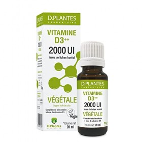 D.PLANTES - Vitamine D3 2000 UI - Complément Alimentaire - Immunité, Ossature Normale - Boost en Vit. D - Origine Végétale - 