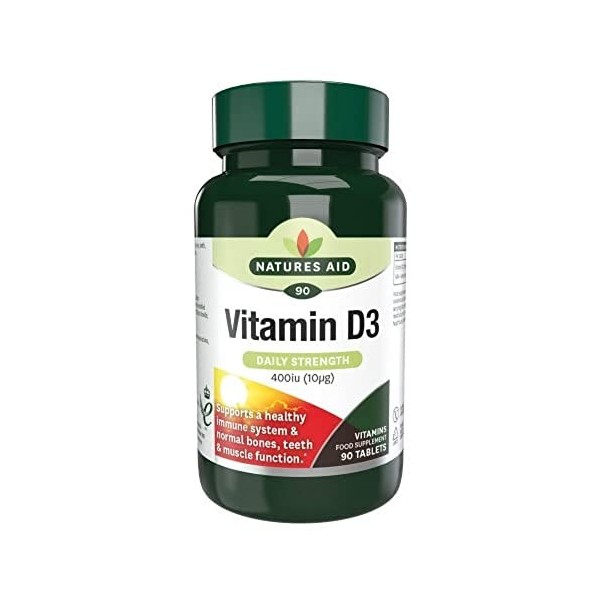 Natures Aid Vitamine D 400 UI 10 µg - Boîte de 90 comprimés