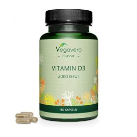 Vitamine D3 Vegavero® | 100% Naturelle & VEGAN | 2000 UI Cholécalciférol | Sans Additifs | Pour les Os + Muscles + Immunité