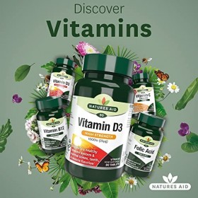 Natures Aid Vitamin D3/Cholecalciferol Tablets 1000 IU/25mcg, 90 tablets, Suitable for Vegetarians, UK Made 