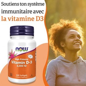 Now Foods, Vitamine D3 Depot, 2.000IU, Cholécalciférol, Hautement Dosé, 240 Capsules molles, Testé en Laboratoire, Sans Soja,