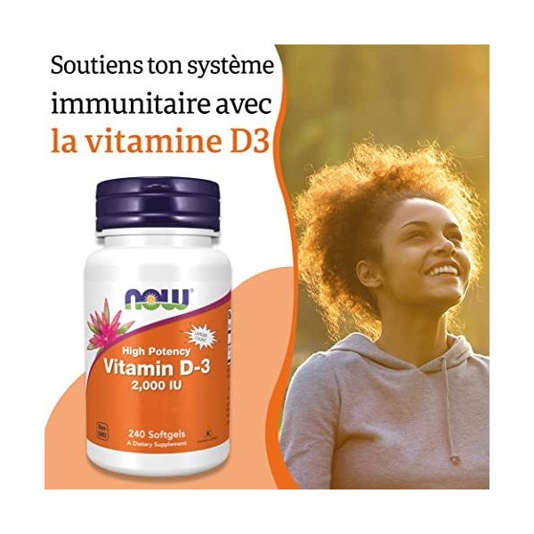 Now Foods, Vitamine D3 Depot, 2.000IU, Cholécalciférol, Hautement Dosé, 240 Capsules molles, Testé en Laboratoire, Sans Soja,