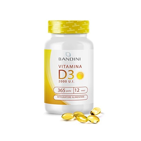 Bandini® Vitamine D3 2000 UI 365 Gélules - APPROVISIONNEMENT POUR 1 AN - Vit D 50 μg DANS DE LHUILE DOLIVE EXTRA VIERGE - C