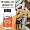 Now Foods, Vitamin D3 & K2, 1.000 UI, 120 Capsules végétaliennes, Testé en Laboratoire, Multivitamines, Sans Gluten, Sans Soj