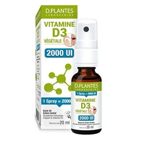 D.PLANTES - Vitamine D3 2000 UI - Complément Alimentaire en Spray - Immunité, Ossature Normale - Boost en Vit. D - Origine Vé