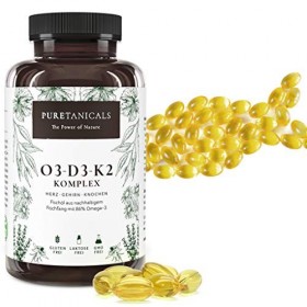 Oméga 3 + Vitamine D3 + K2 MK7 All-Trans - Premium Essentiels O3-D3-K2 Complexe à Haut Dosage - Huile de Poisson aux Acides G