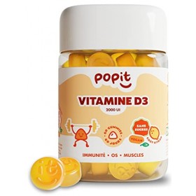 POP IT Vitamine D3 2000 UI - 60 Gummies, Cure de 2 Mois - Vegan, Sans Sucres, Goût Citron - Adultes et Enfants dès 3 Ans - Im
