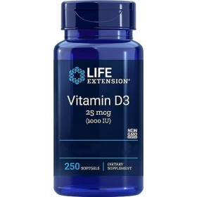 Life Extension, Vitamine D3, 1000 IU 25mcg , 250 Capsules molles, Testé en Laboratoire, Sans Gluten, Sans Soja, Sans OGM