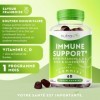 Gommes Immunité - Vitamine D 1000 UI, Vitamine C & Zinc - Extrait de Baie de Sureau équivalent de 4 500 mg - Gummies Végan 