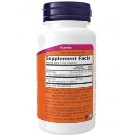 NOW Foods Vitamine D-3 & K-2-120 vcaps