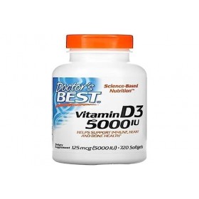 Doctors Best Vitamine D3, 5000 UI - 720 gélules Softgel, Soutien osseux et immunitaire