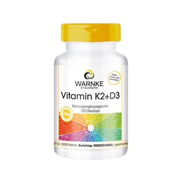 Vitamine K2 + D3 200µg / 1000 I.U. - 100 capsules OleoCaps de notre propre fabrication - Original K2VITAL® 99,7% all-trans K2