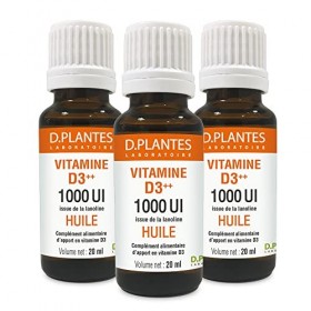 D.PLANTES - Vitamine D3 1000 UI - Complément Alimentaire - Immunité, Ossature Normale - Boost en Vit. D - Issue de la Lanolin