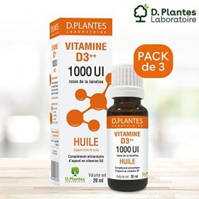 D.PLANTES - Vitamine D3 1000 UI - Complément Alimentaire - Immunité, Ossature Normale - Boost en Vit. D - Issue de la Lanolin