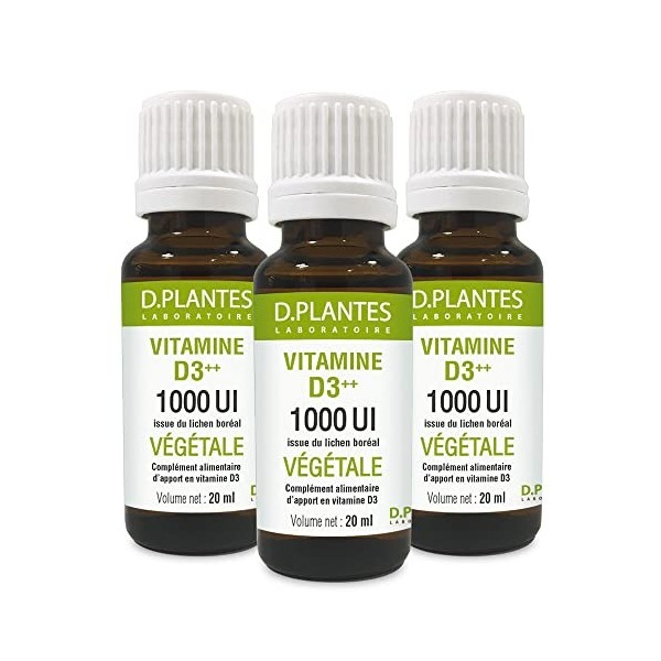 D.PLANTES - Vitamine D3 1000 UI - Complément Alimentaire - Immunité, Ossature Normale - Boost en Vit. D - Origine Végétale - 