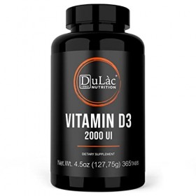 VITAMINE D3 2000 UI Dulàc - Supplément de Vitamine D Made In Italy, 365 Comprimés Hautement Concentrés - Absorption du Calciu