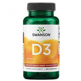 Swanson, Vitamine D3 50mcg 2000 UI , Dépôt, 1 Capsule tous les 2 Jours, 250 Capsules, Haute Dosé, Testé en Laboratoire, Sans