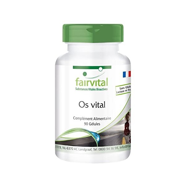 Os vital - 90 gélules - 12 substances vitales pour les os - enrichi en vitamine K2, D3 et proline - Made in Germany | fairvit