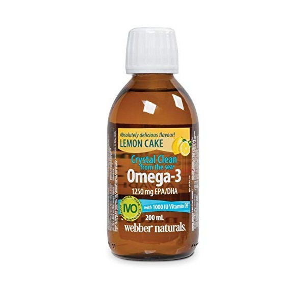 Webber Crystal Clean from the sea® Omega-3 with 1000 IU Vitamin D3 1250 mg EPA/DHA Lemon Cake 200 mL