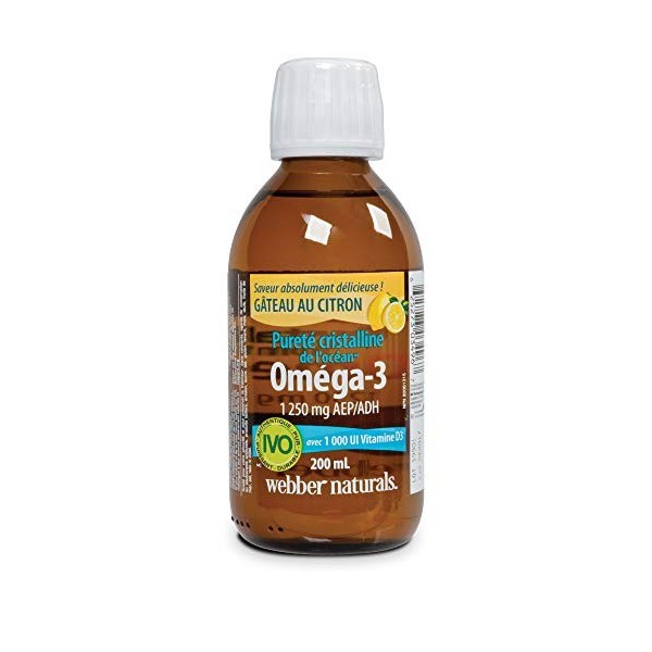 Webber Crystal Clean from the sea® Omega-3 with 1000 IU Vitamin D3 1250 mg EPA/DHA Lemon Cake 200 mL