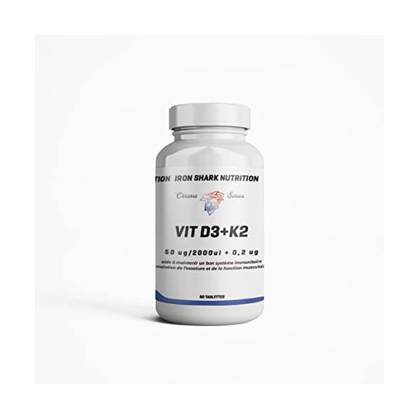 VIT D3 + K2 Ironshark Nutrition, santé et le bien-être général, fixation du calcium dans les os, santé des os, CHROME SERIES 