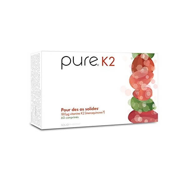 Pure K2 – 60 Comprimés Hautement Dosés, Comprimés Véganes, Pour des Os Forts, Contribue à une Coagulation Sanguine Normale